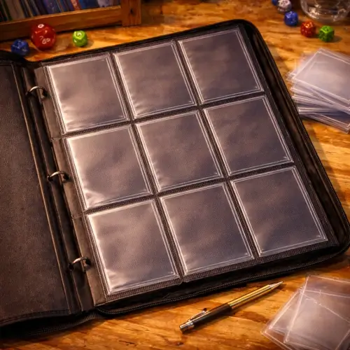 Protective card sleeves and binder pages used to store and protect collectible trading cards
